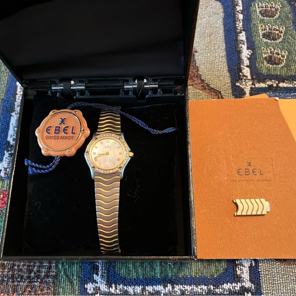 Ebel Diamond Sport Wave 18K Gold and Stainless Steel Watch Mother of Pearl Dial - Picture 2 of 12